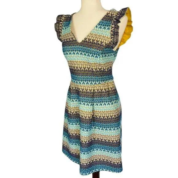 Anthropologie TABITHA Teahouse Crochet Sleeveless Striped Dress Women's Size 6 - Picture 7 of 8